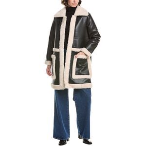 Pascale La Mode Womens  Faux Leather Coat, Black